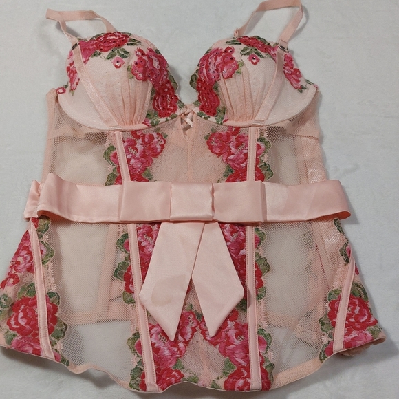 VICTORIA’S SECRET WOMEN'S FLORAL PINK CORSET SIZE 36B - Picture 3 of 8